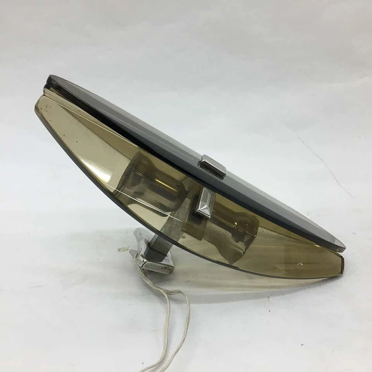 Pair of two wall sconces in smoke glass by Veca, 70s 1147040