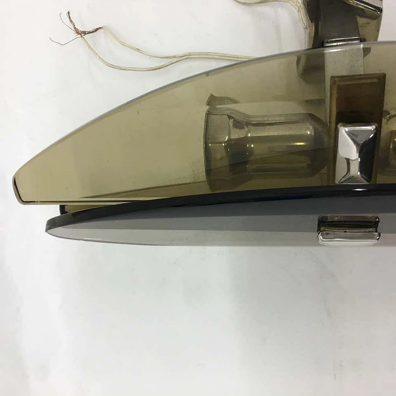 Pair of two wall sconces in smoke glass by Veca, 70s 1147046