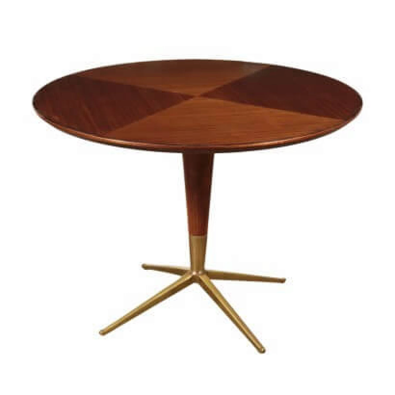 Round table in mahogany veneer and poplar, 50s 1147312