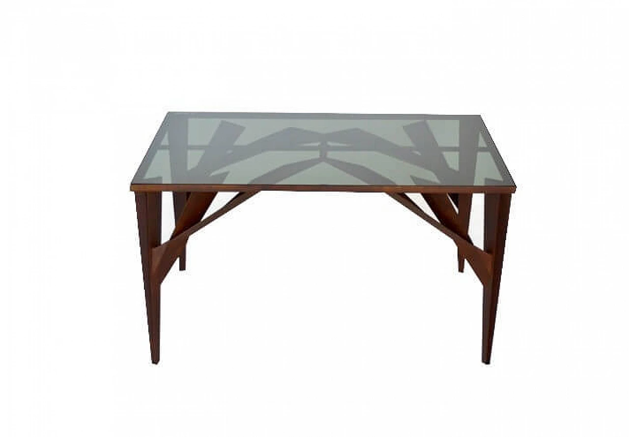 Tree X table in corten with built-in tempered glass top 1147351