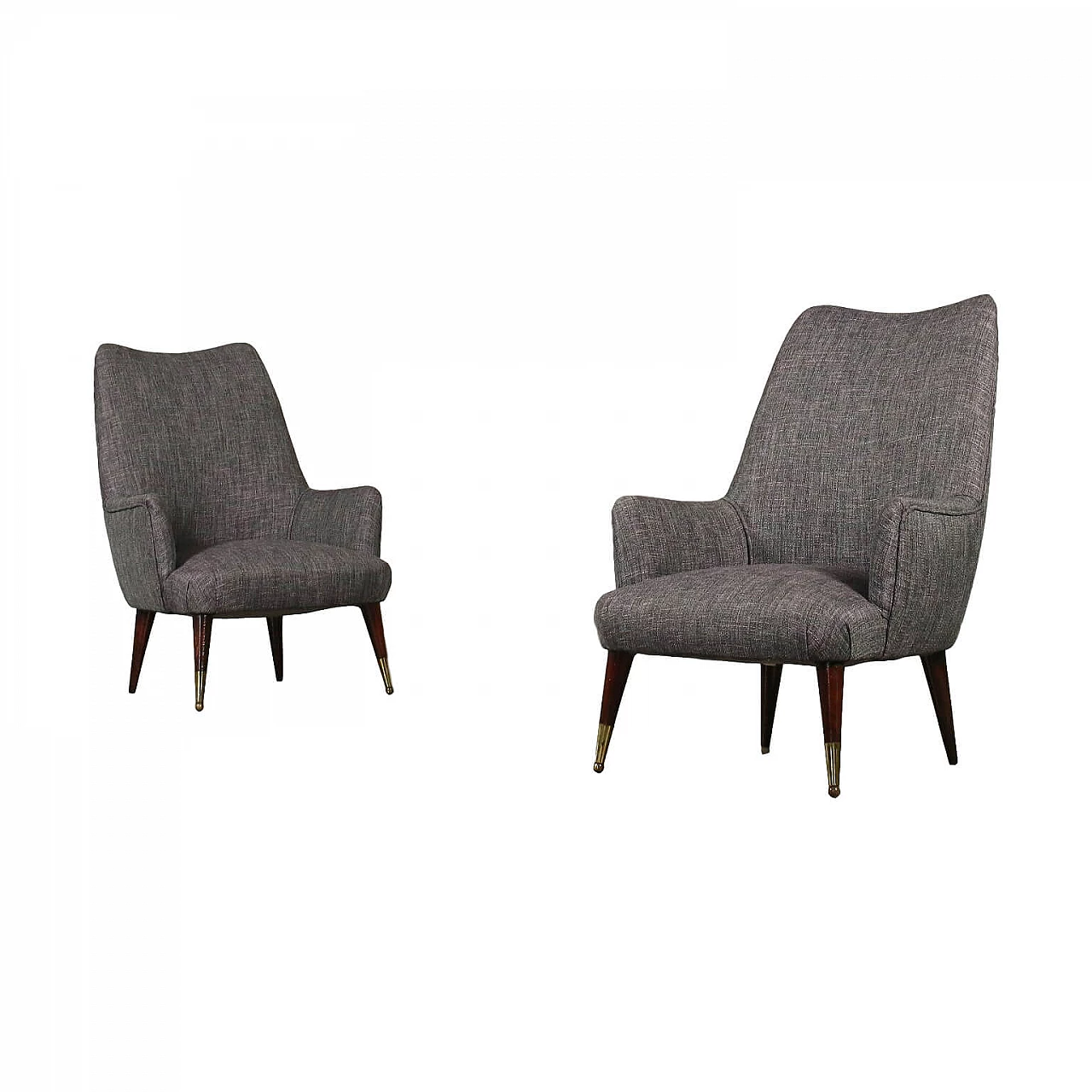 Pair of armchairs in melange fabric, 50s 1147473
