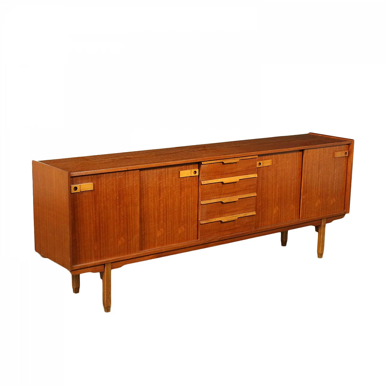 Credenza in teak con ante scorrevoli, anni '60 1147549