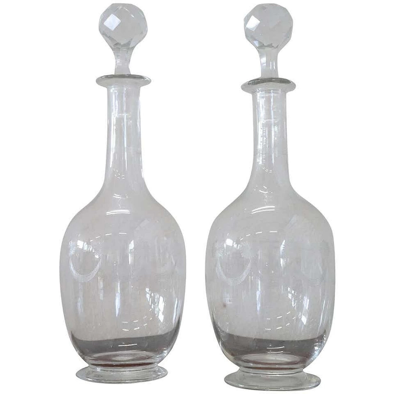 Coppia di bottiglie in vetro artistico decorato, inizi sec XX 1147588