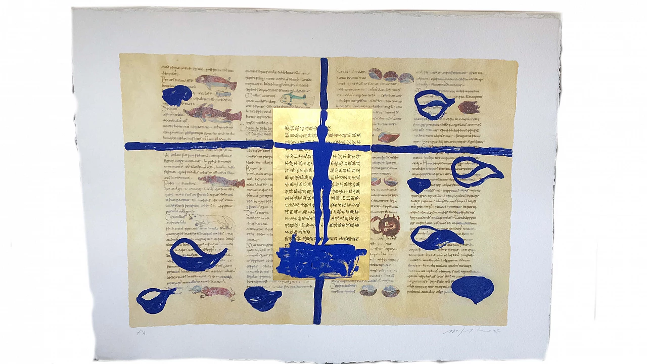 Acquaforte serigrafia e collage di Mimmo Paladino 1147597