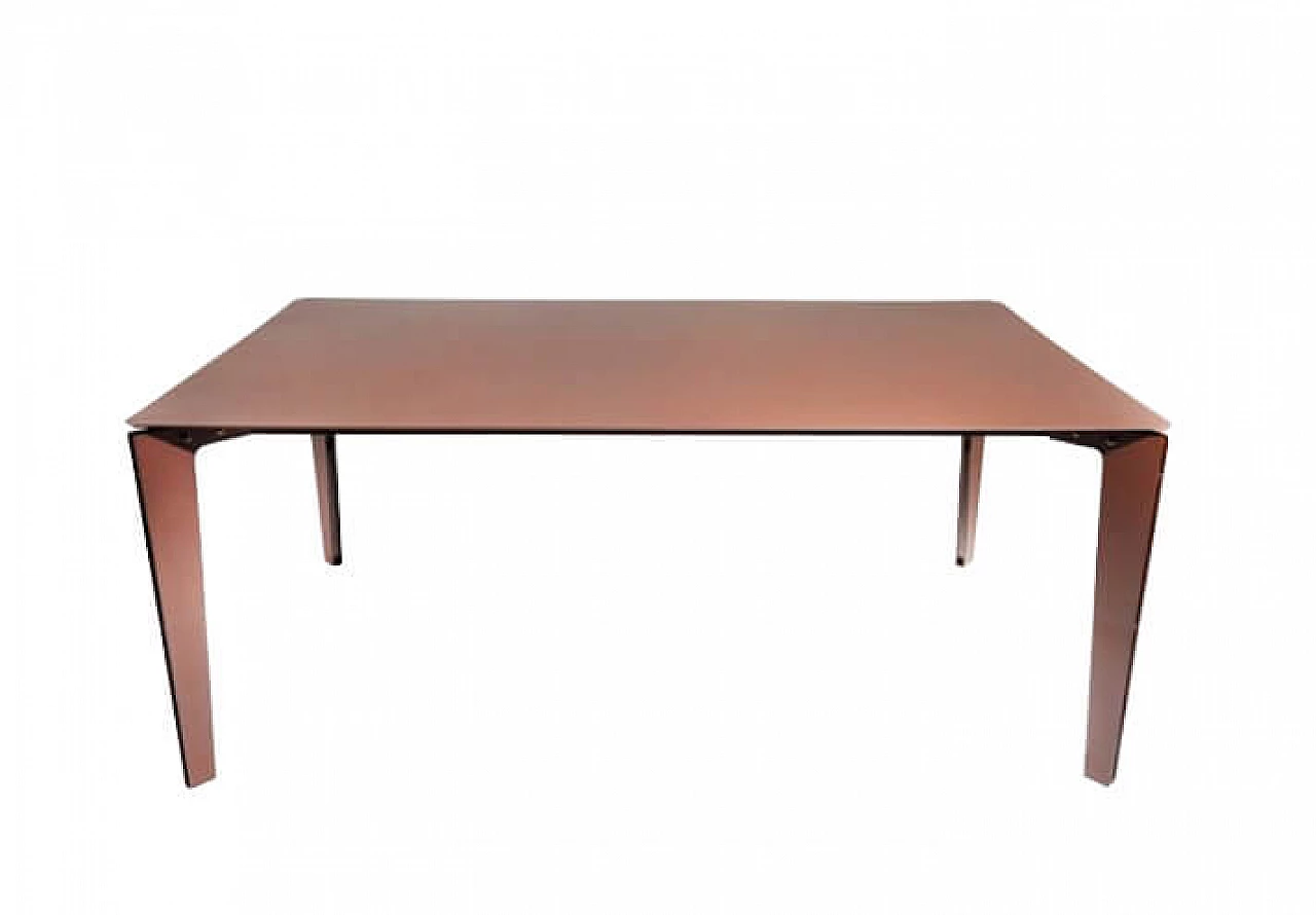 Leggero tavolo da pranzo in acciaio corten color bronzo 1147673