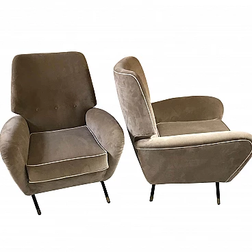 Pair of reclining velvet armchairs