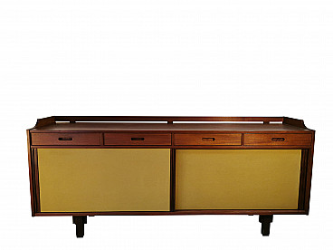Teak and fabric sideboard, 60s