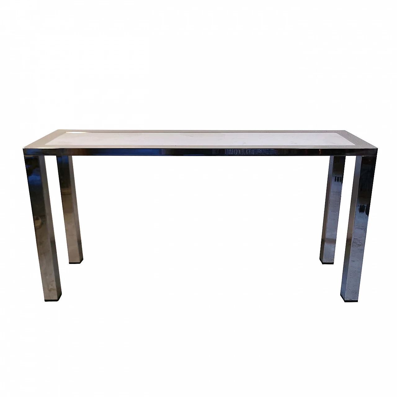 Console in steel and marble, 70's 1147845