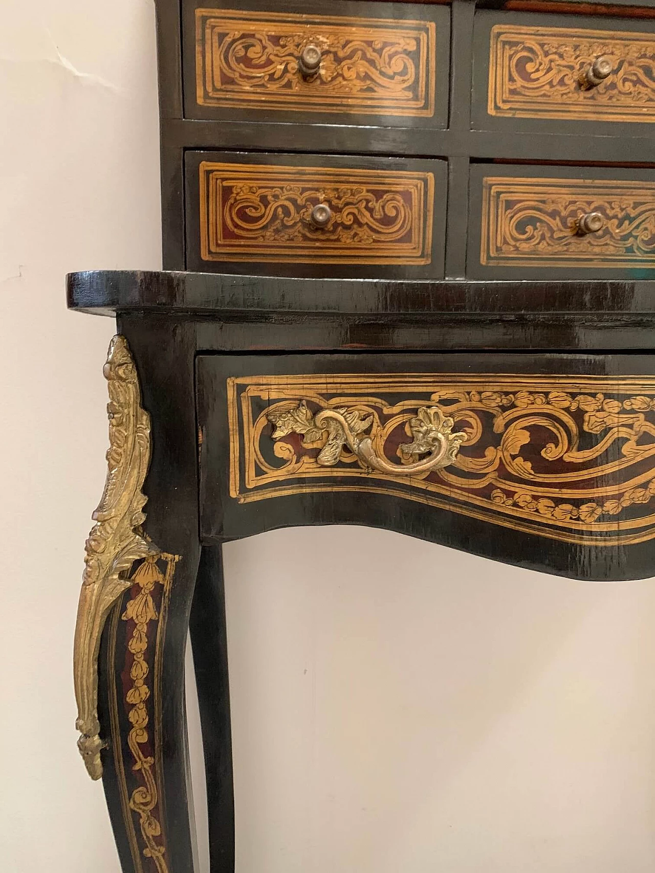 Gilded and bronze Louis XV style writing desk, 50s 1147907