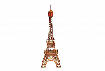 Wooden Eiffel Tower Sculpture with light, 1960s