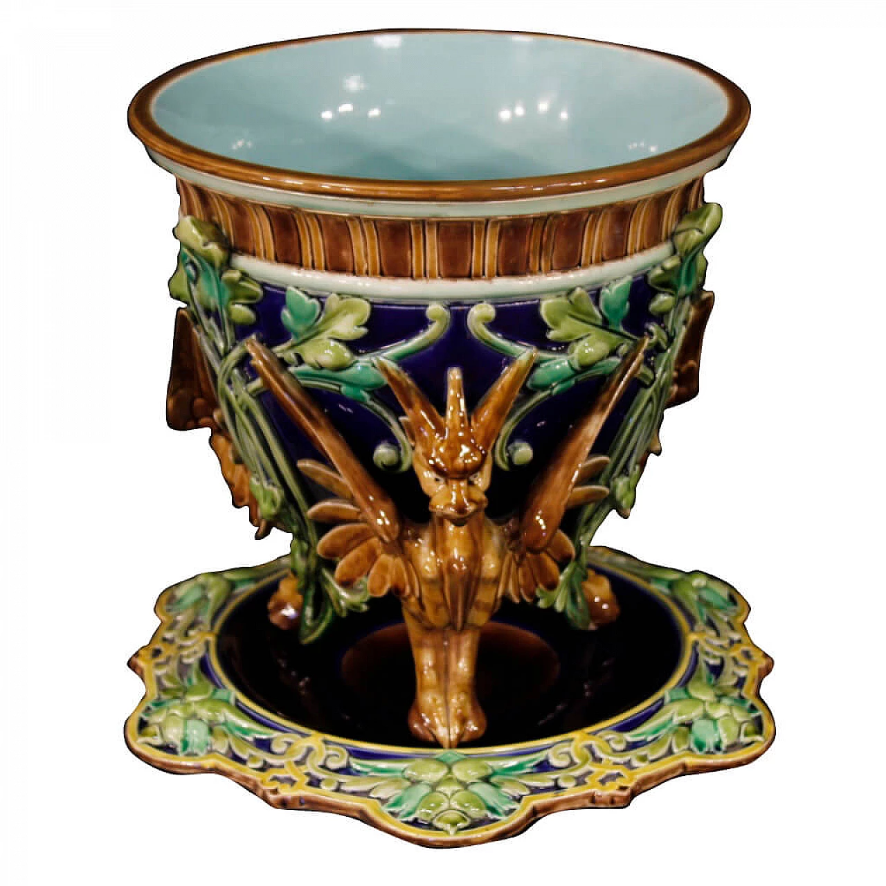 French vase in glazed ceramic and painted in Art Nouveau style 1148411