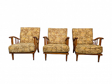 3 Maple armchairs by Paolo Buffa, 1950s