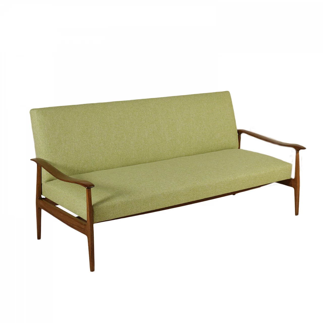 Sofa in beech and green fabric, 1950s 1148828