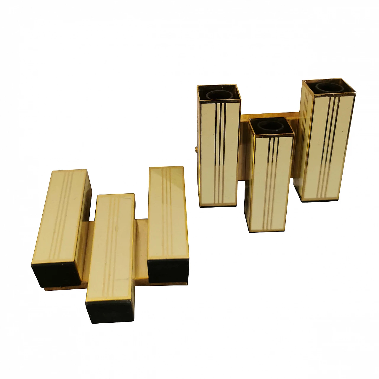 Coppia di lampade da parete in ottone, anni '70 1149016