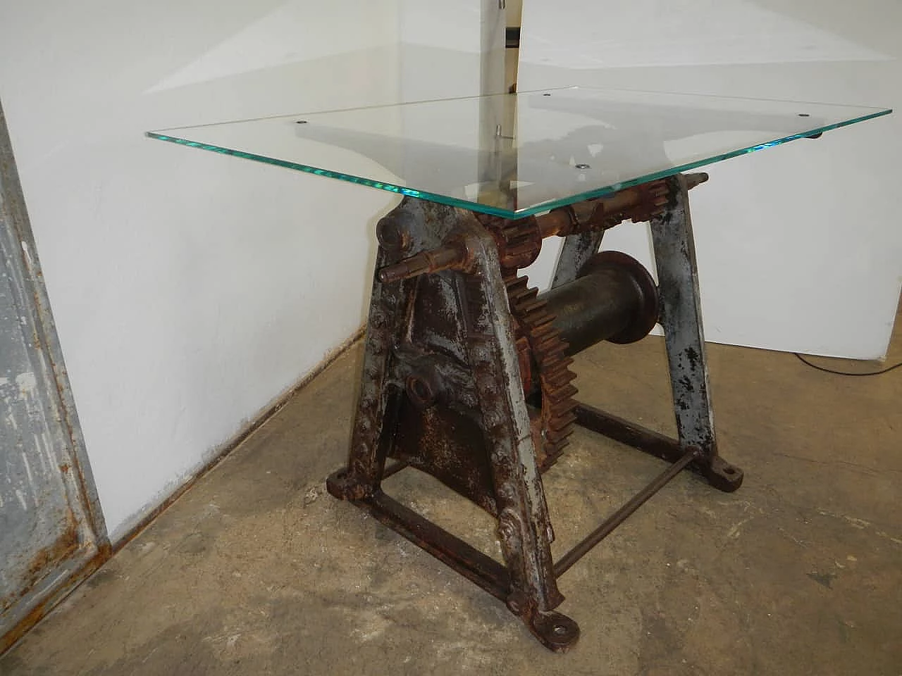 Industrial table with harbour winch, 1930's 1149180