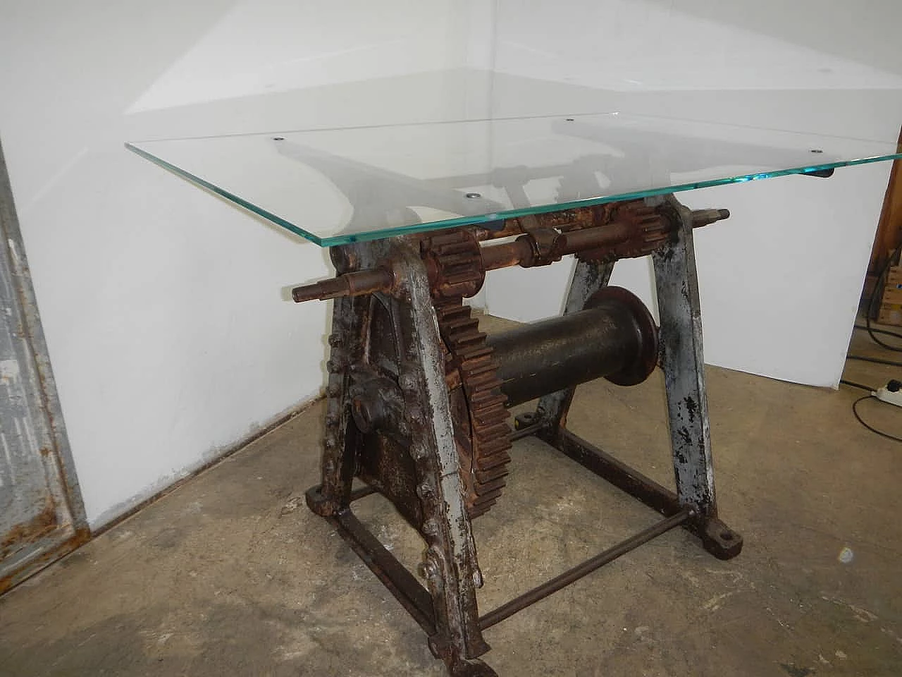 Industrial table with harbour winch, 1930's 1149182