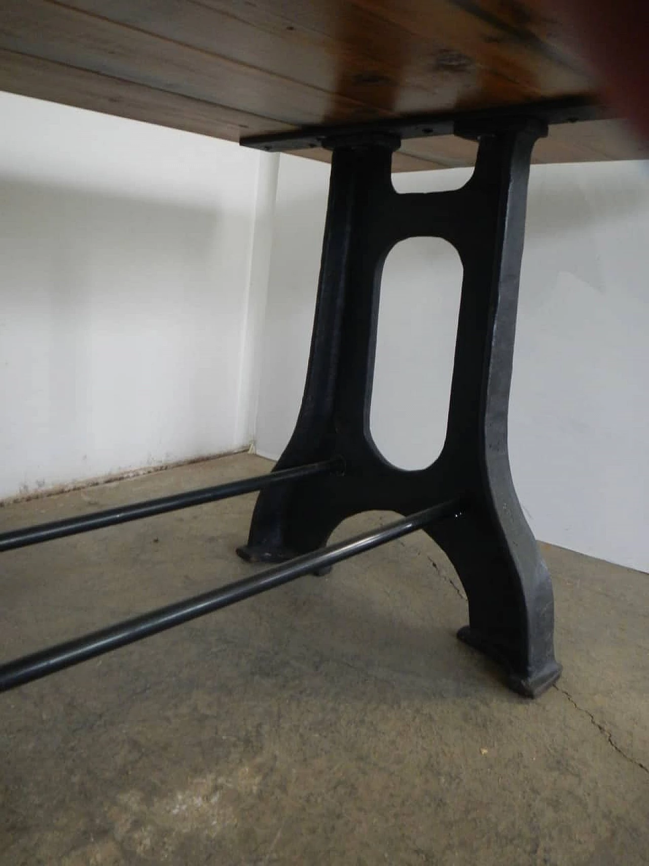 Industrial work dining table in iron and wood, 70s 1149207