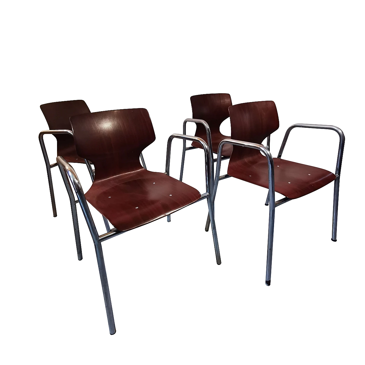 4 Pagholz chairs with armrests by Flototto, 60s 1149290