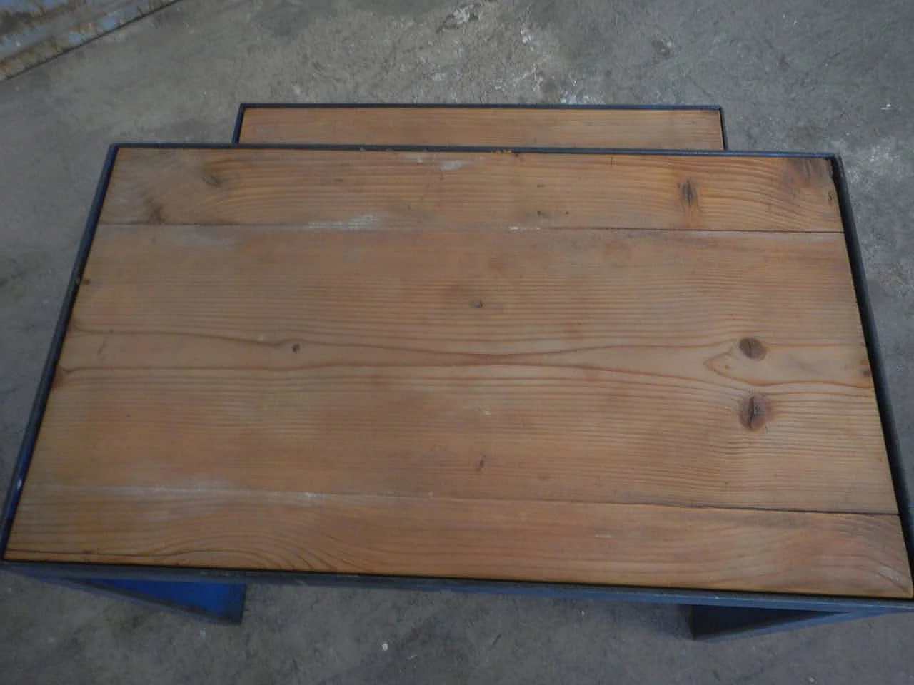 Step stool in blue metal, 70s 1149299