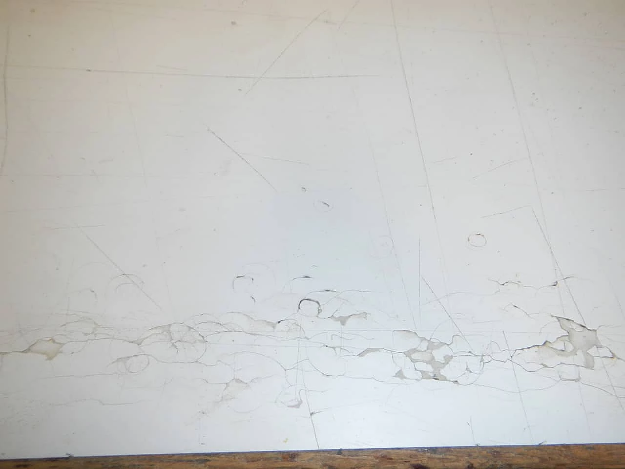 Large double top work table  in wood and formica, 70s 1149438