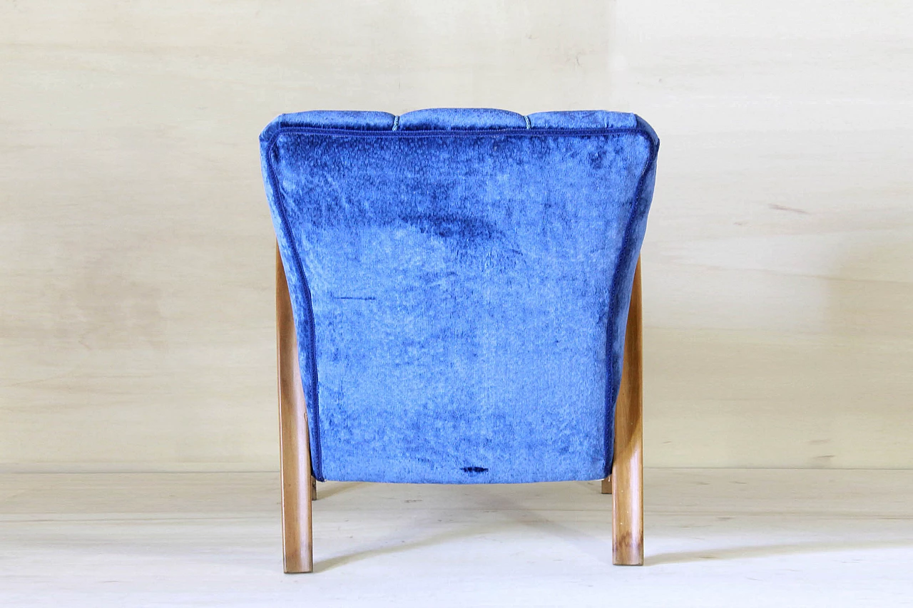 Art Deco armchair in blue velvet, 1940s 1150020