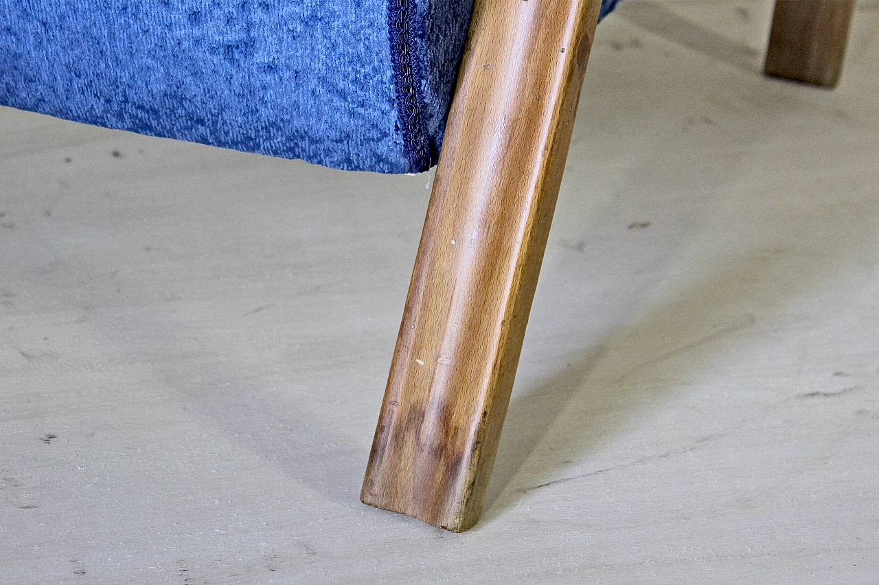 Poltrona Art Deco in velluto blu, anni '30 1150024