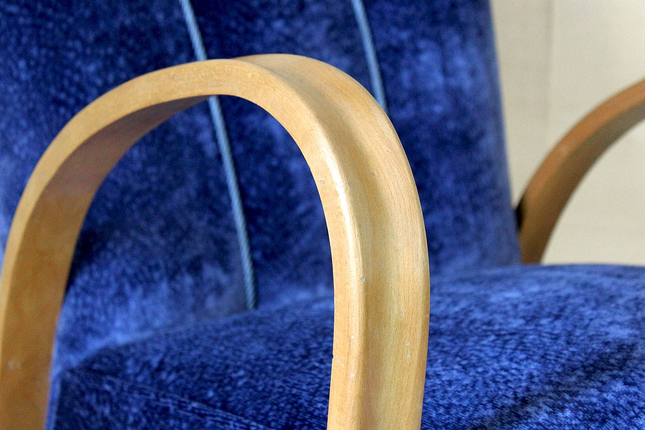 Poltrona Art Deco in velluto blu, anni '30 1150025