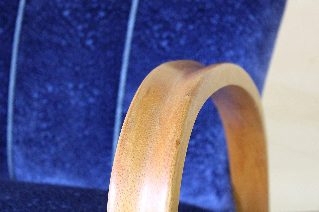 Poltrona Art Deco in velluto blu, anni '30 1150027