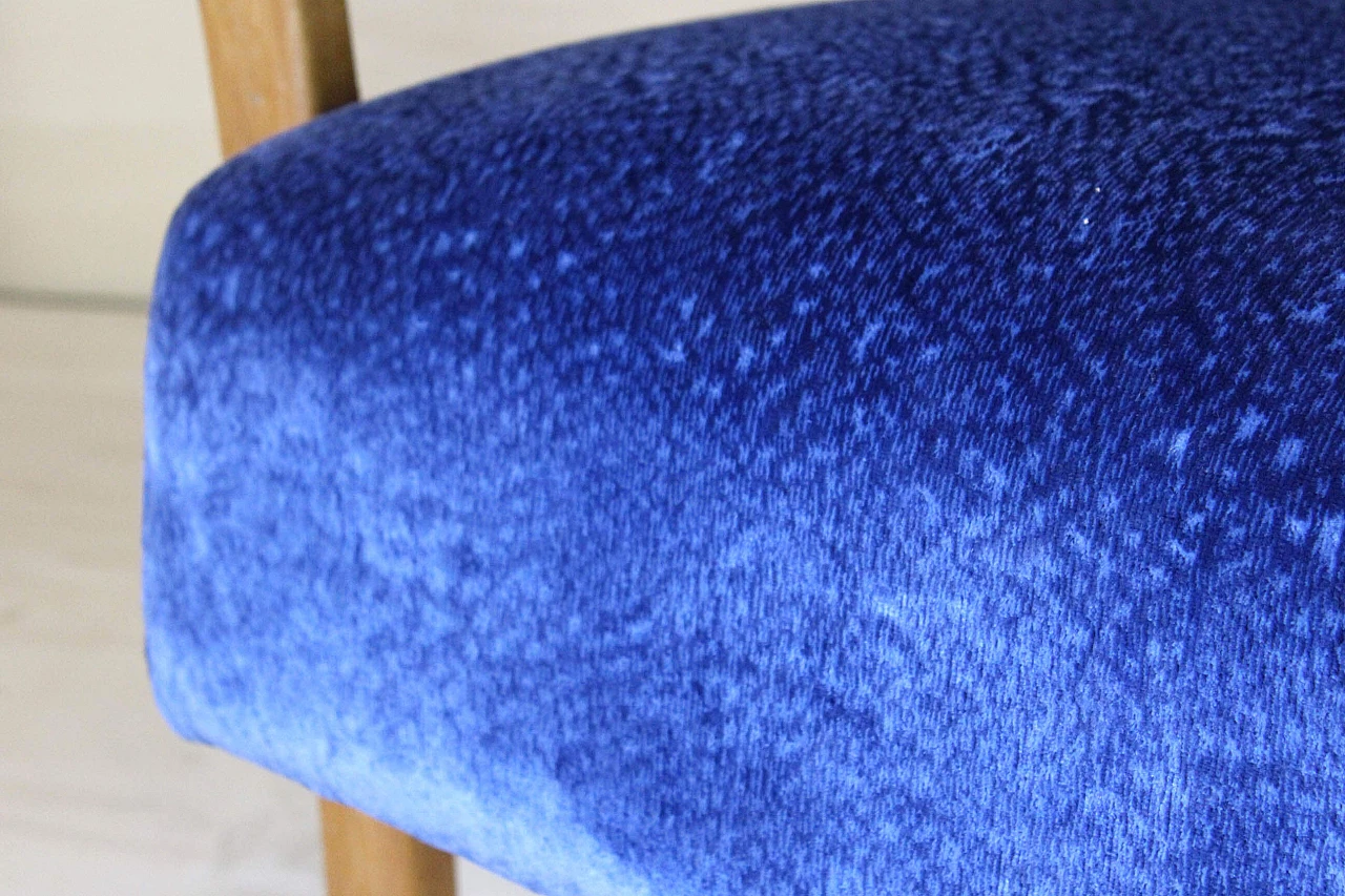 Poltrona Art Deco in velluto blu, anni '30 1150028