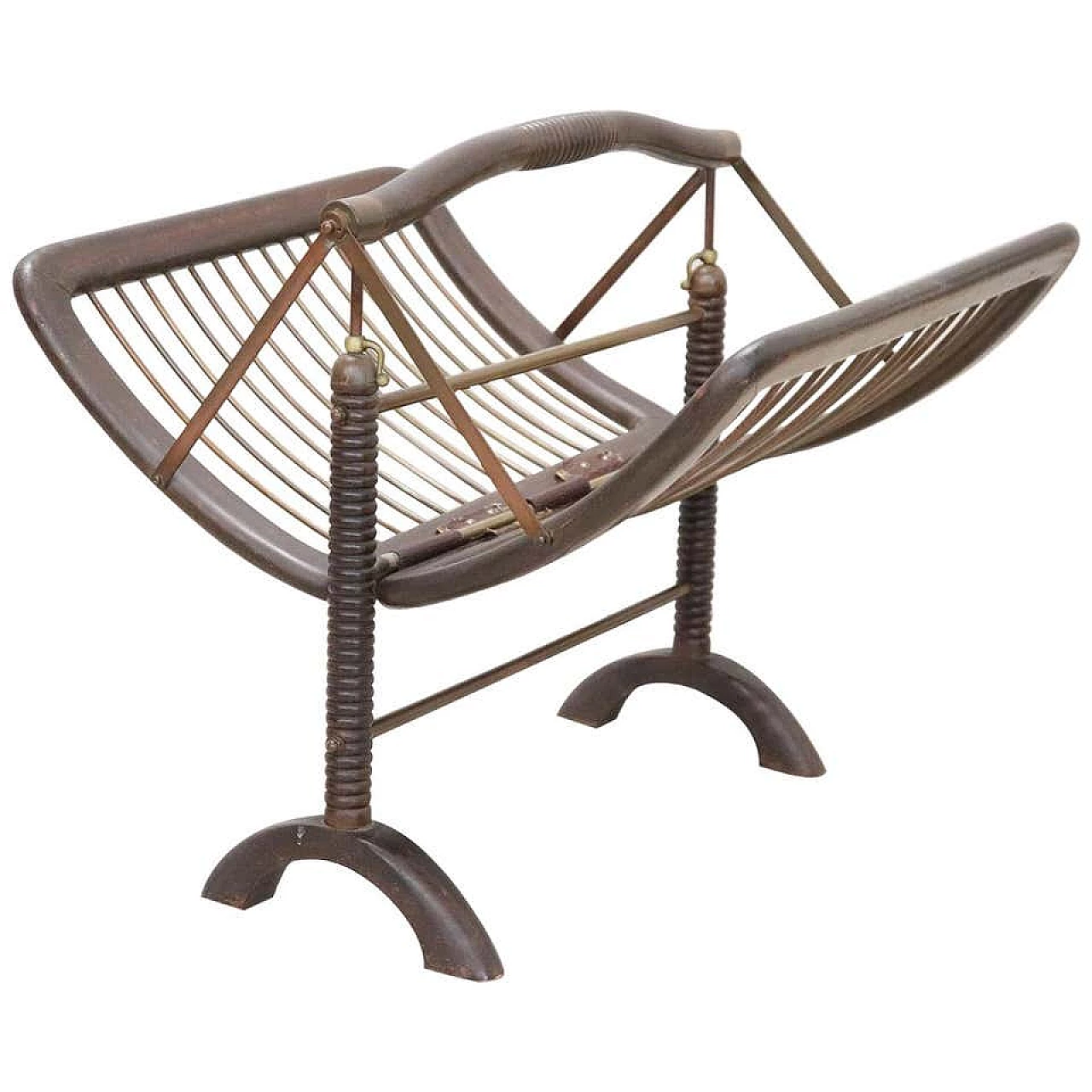 Folding magazine rack in curved beechwood, 1930s 1150763