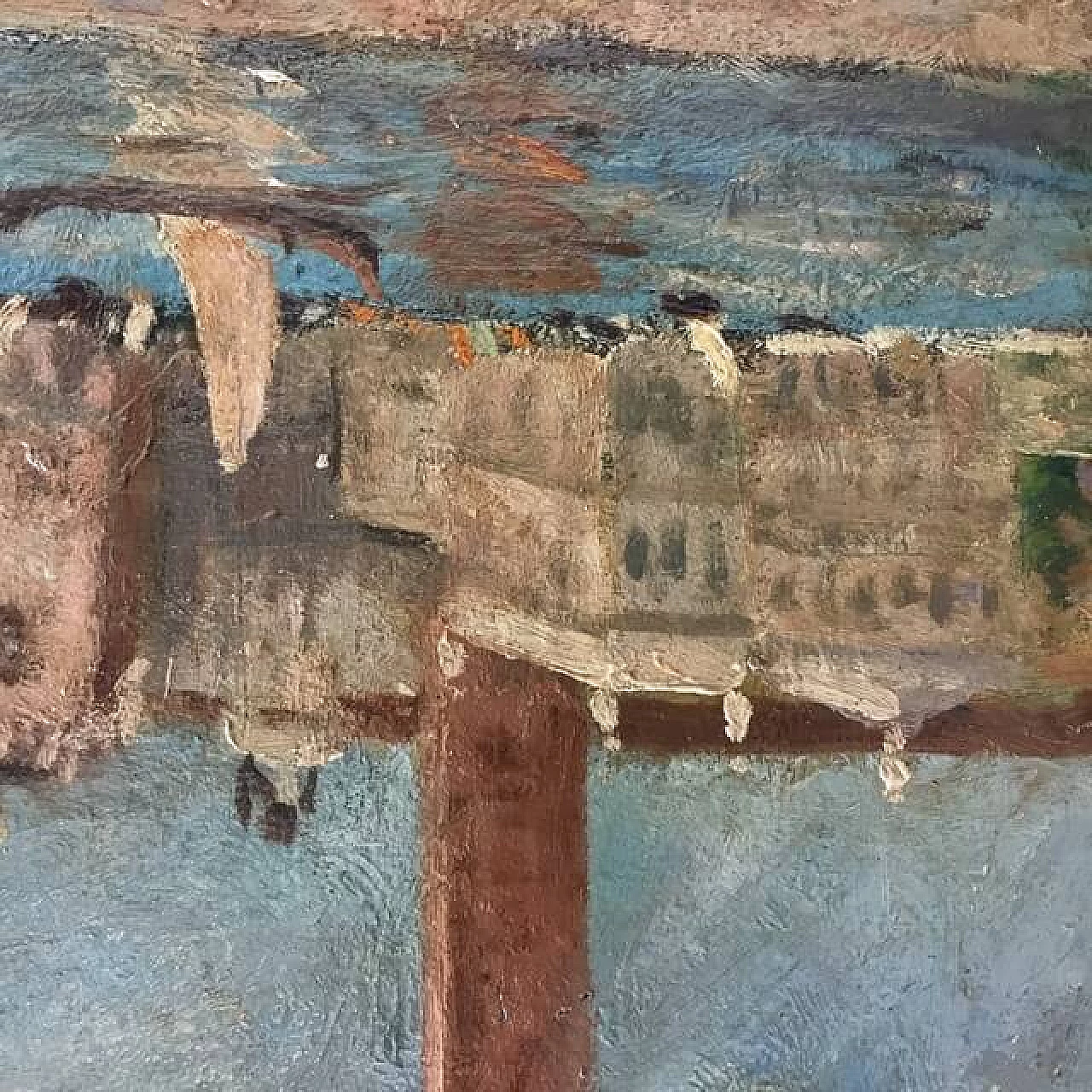 Oil on cardboard Basin of San Marco by Mario della Foglia 1150808