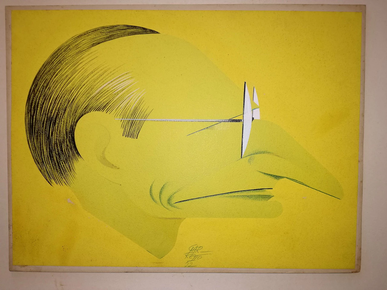 Litografia Ritratto di Alcide De Gasperi, di Paolo Garretto, 1954 1151148