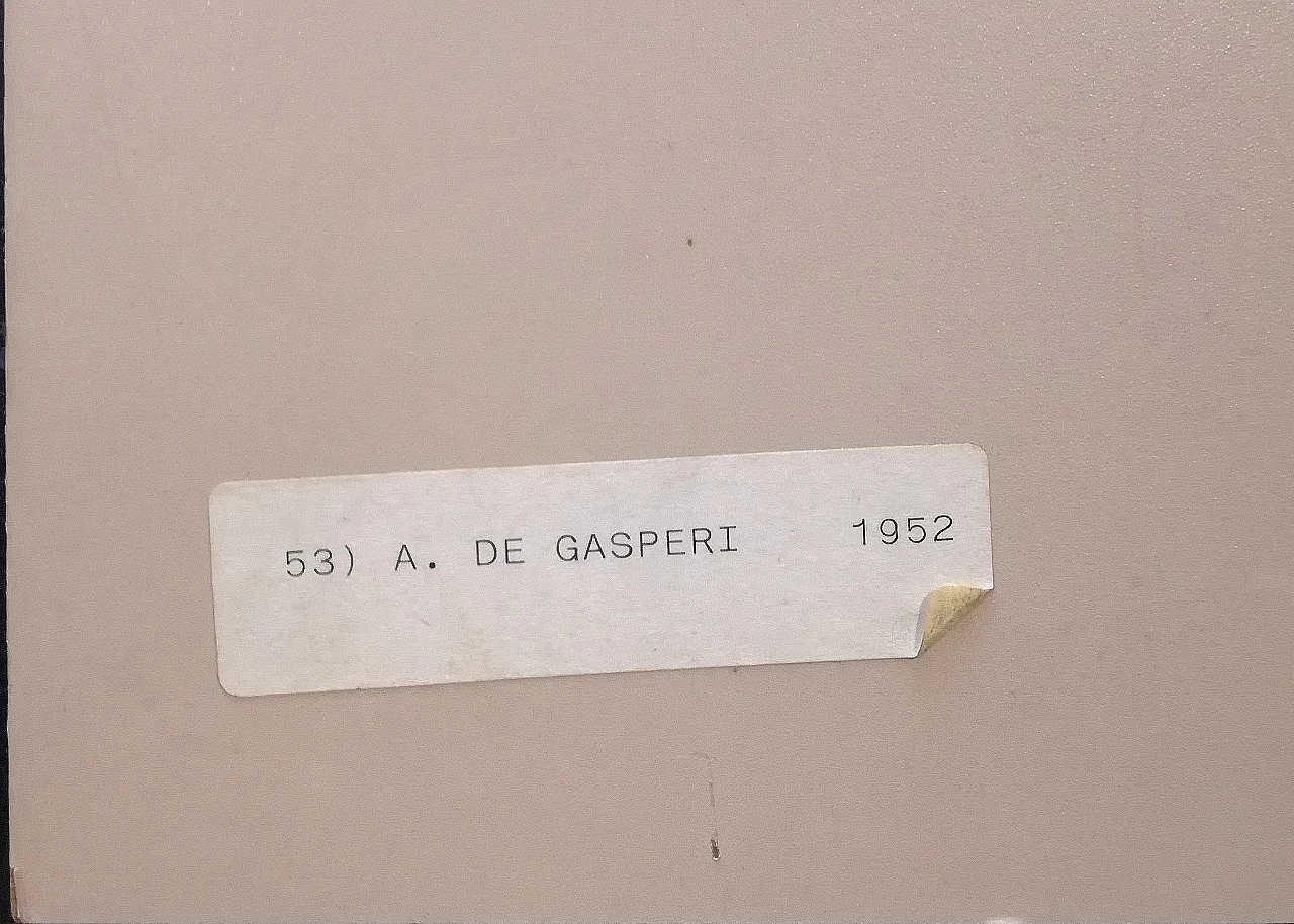 Litografia Ritratto di Alcide De Gasperi, di Paolo Garretto, 1954 1151149
