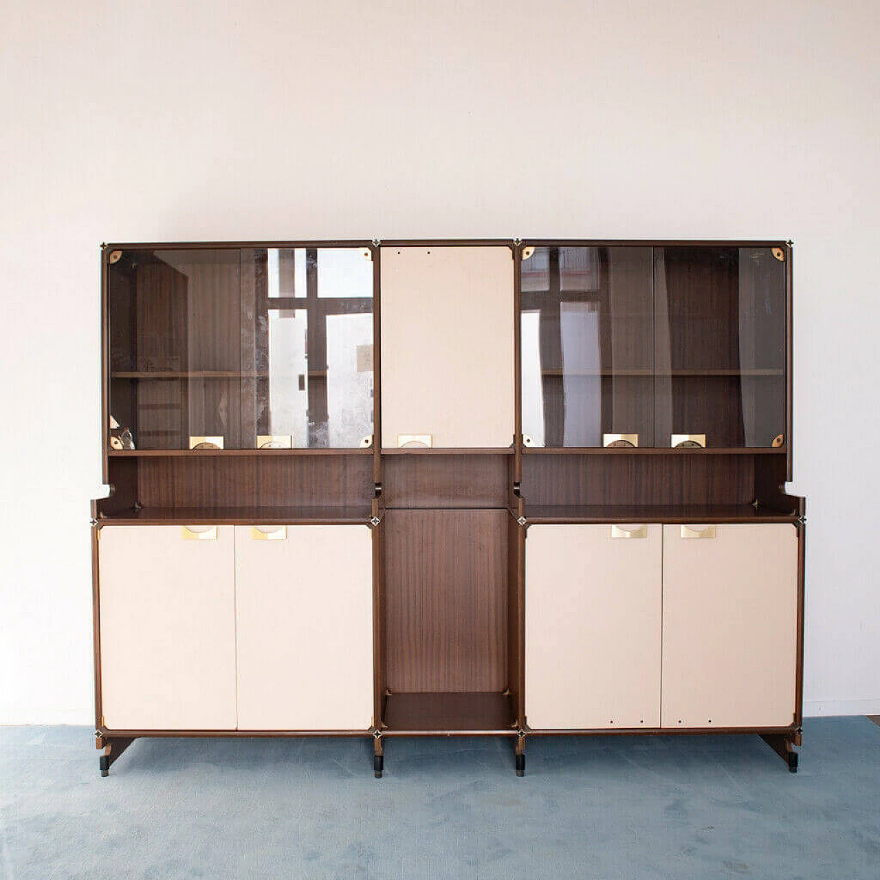 Credenza in legno e vetro di Piarotto, anni '70 1151479