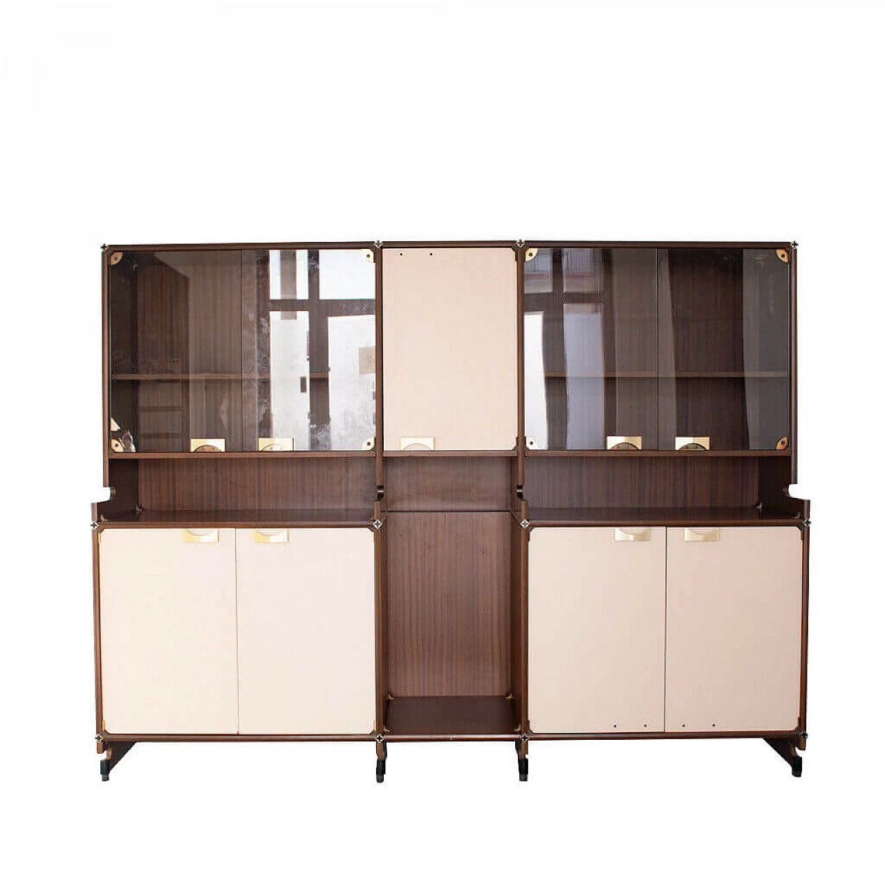 Credenza in legno e vetro di Piarotto, anni '70 1151576