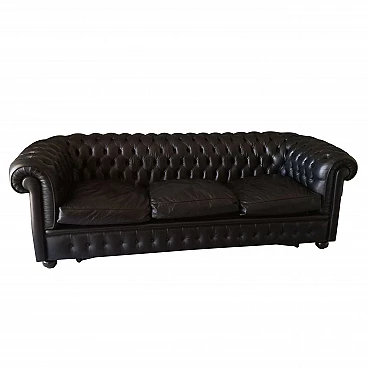 Divano letto Chesterfield in pelle di Giuseppe Donati, 1983