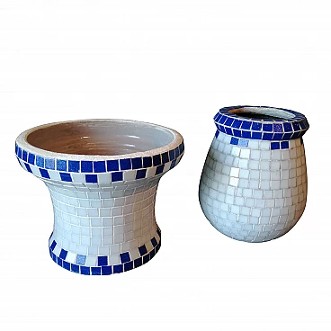 Coppia di vasi in mosaico Bisazza