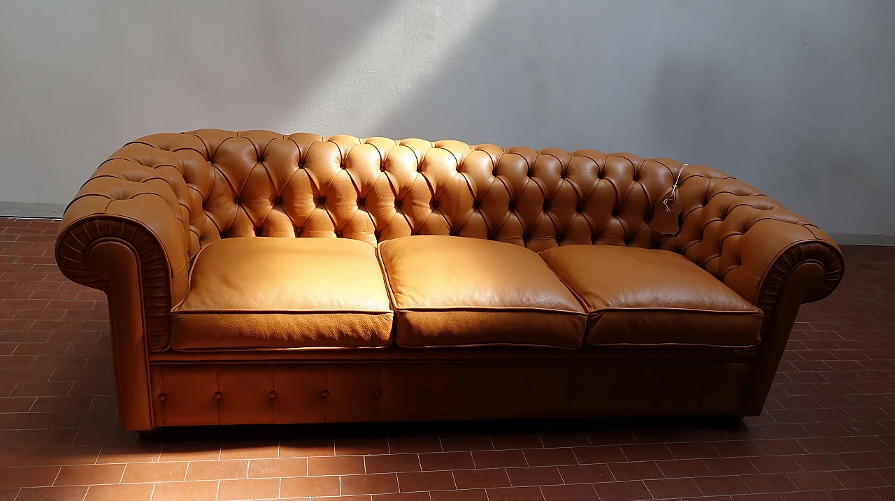 Chesterfield genuine leather sofa 1152035