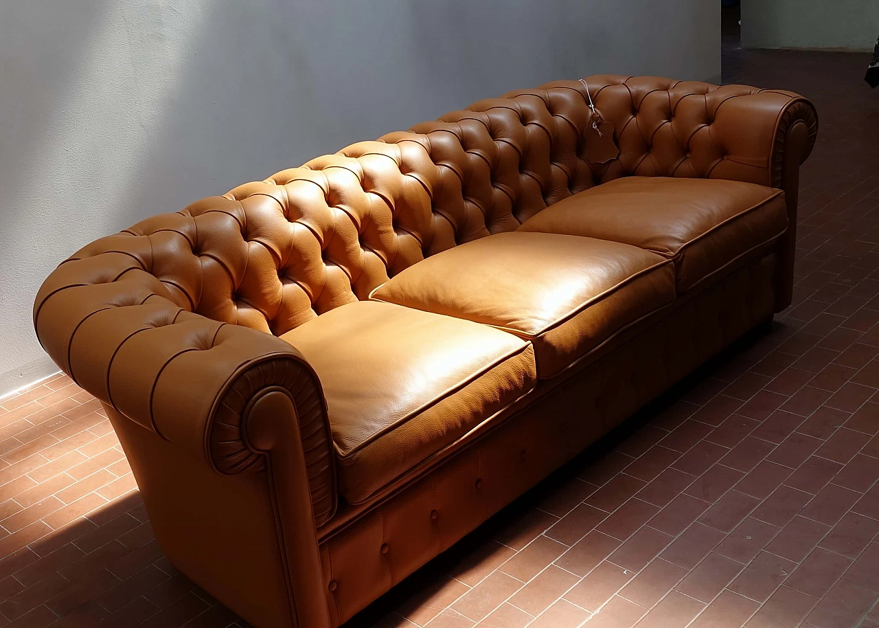 Chesterfield genuine leather sofa 1152036