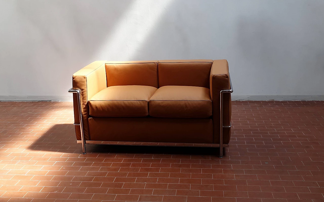 Leather and steel sofa 1152048