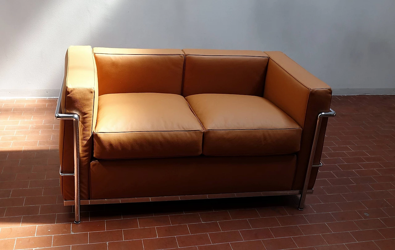Leather and steel sofa 1152049