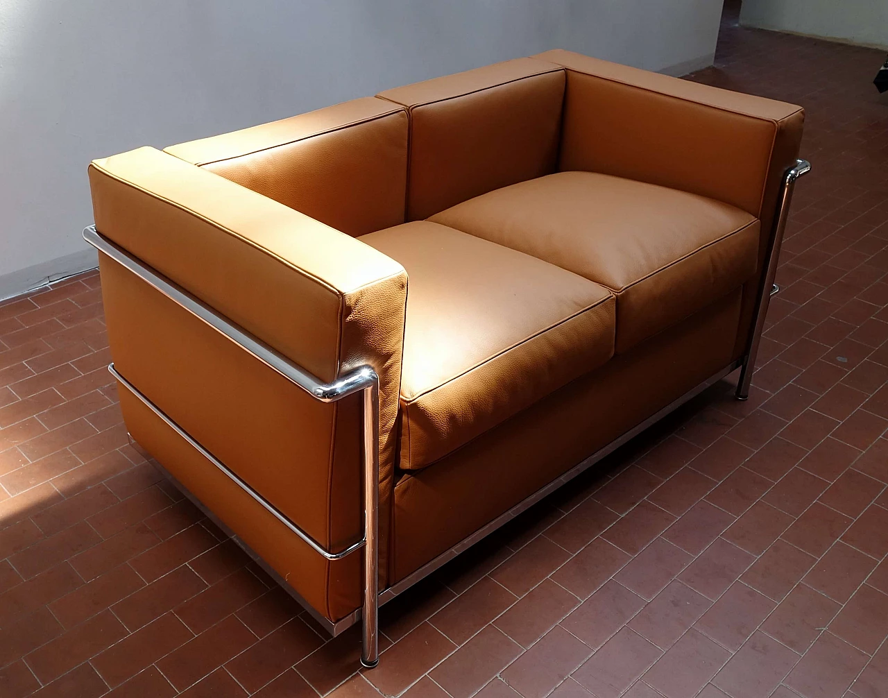 Leather and steel sofa 1152050