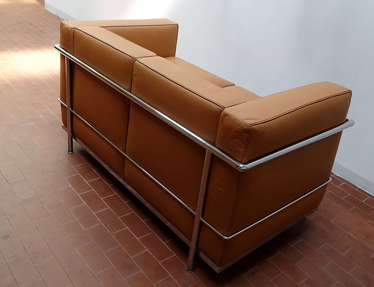 Leather and steel sofa 1152052