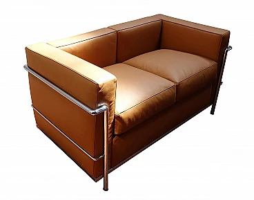 Leather and steel sofa