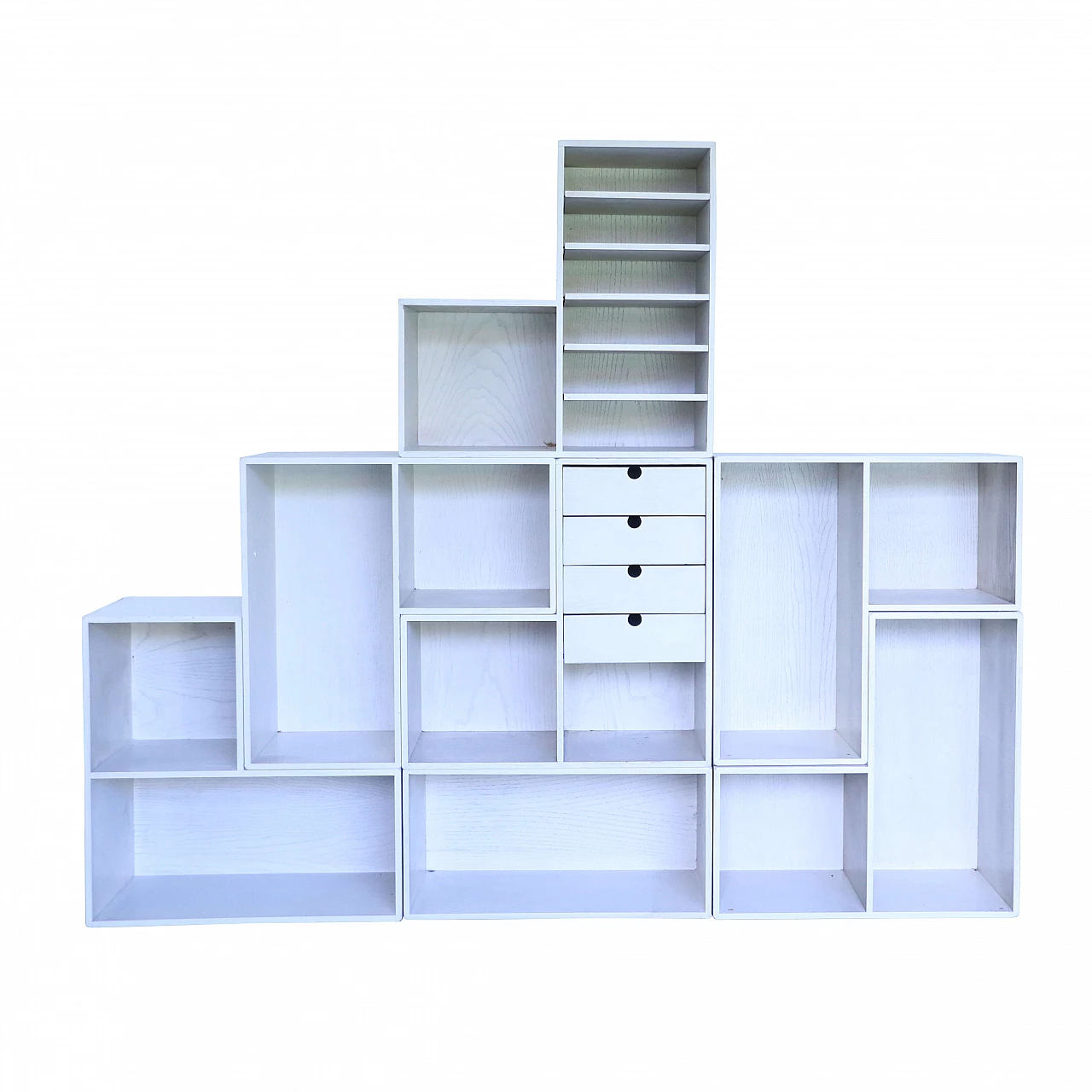 Modular bookcase model Dada by Takahama for Simon Gavina in white lacquered ash wood, 1960s 1152247