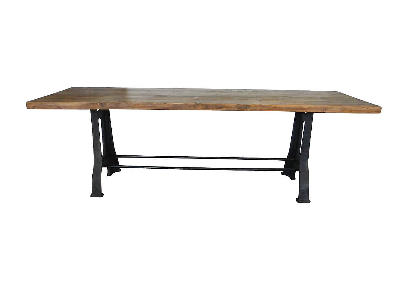 Tavolo industriale in legno e ferro, anni '70 1152261