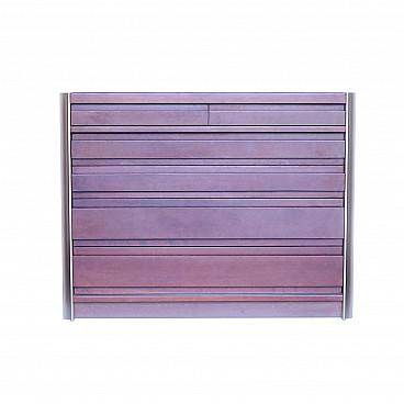 Tanganyika walnut chest of drawers and brass profiles attr. Luciano Frigerio
