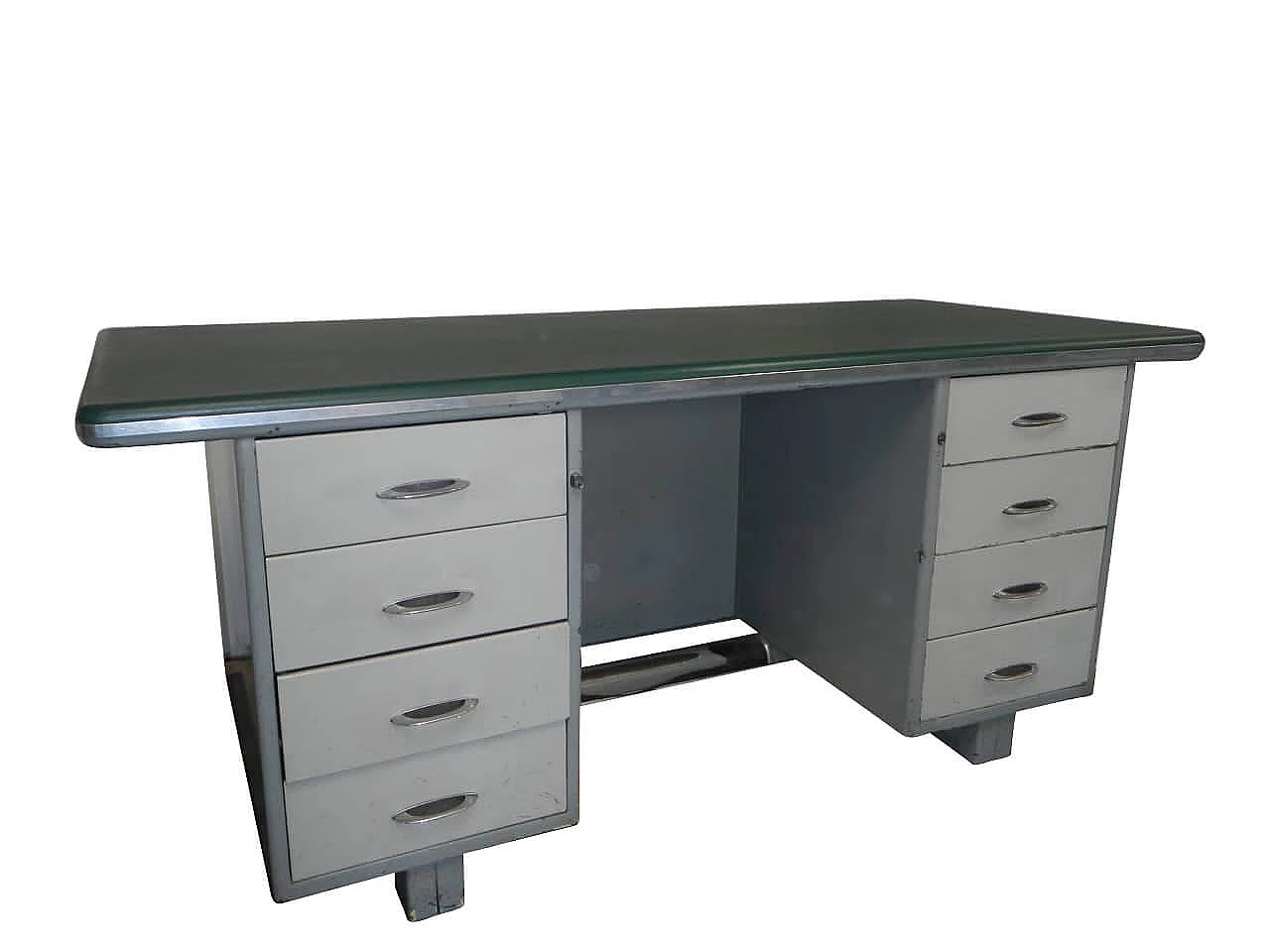 8 drawers industrial metal desk, 60s 1152626