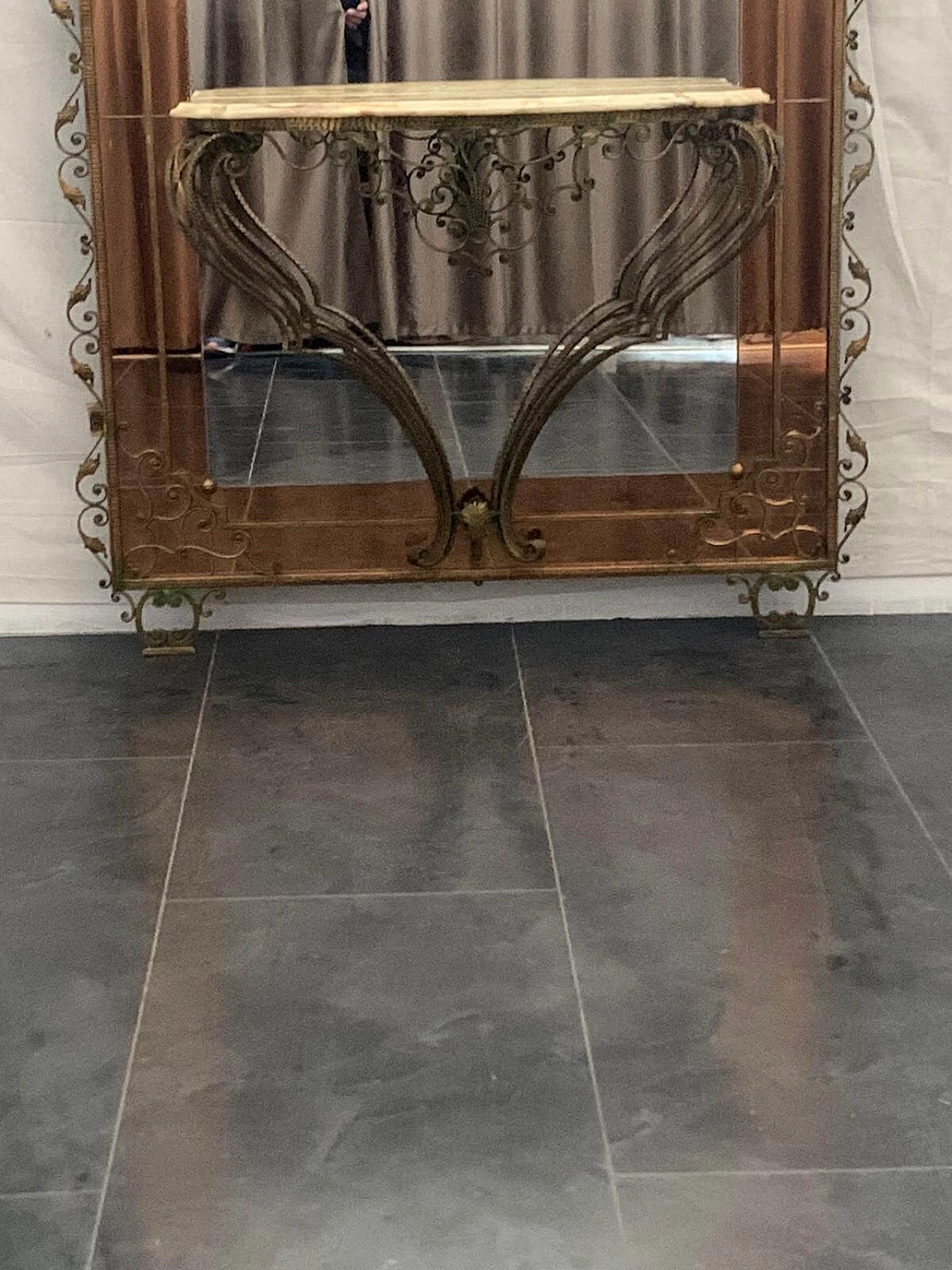 Console table in wrought iron with mirrored back by Pierluigi Colli, 1950s 1152677