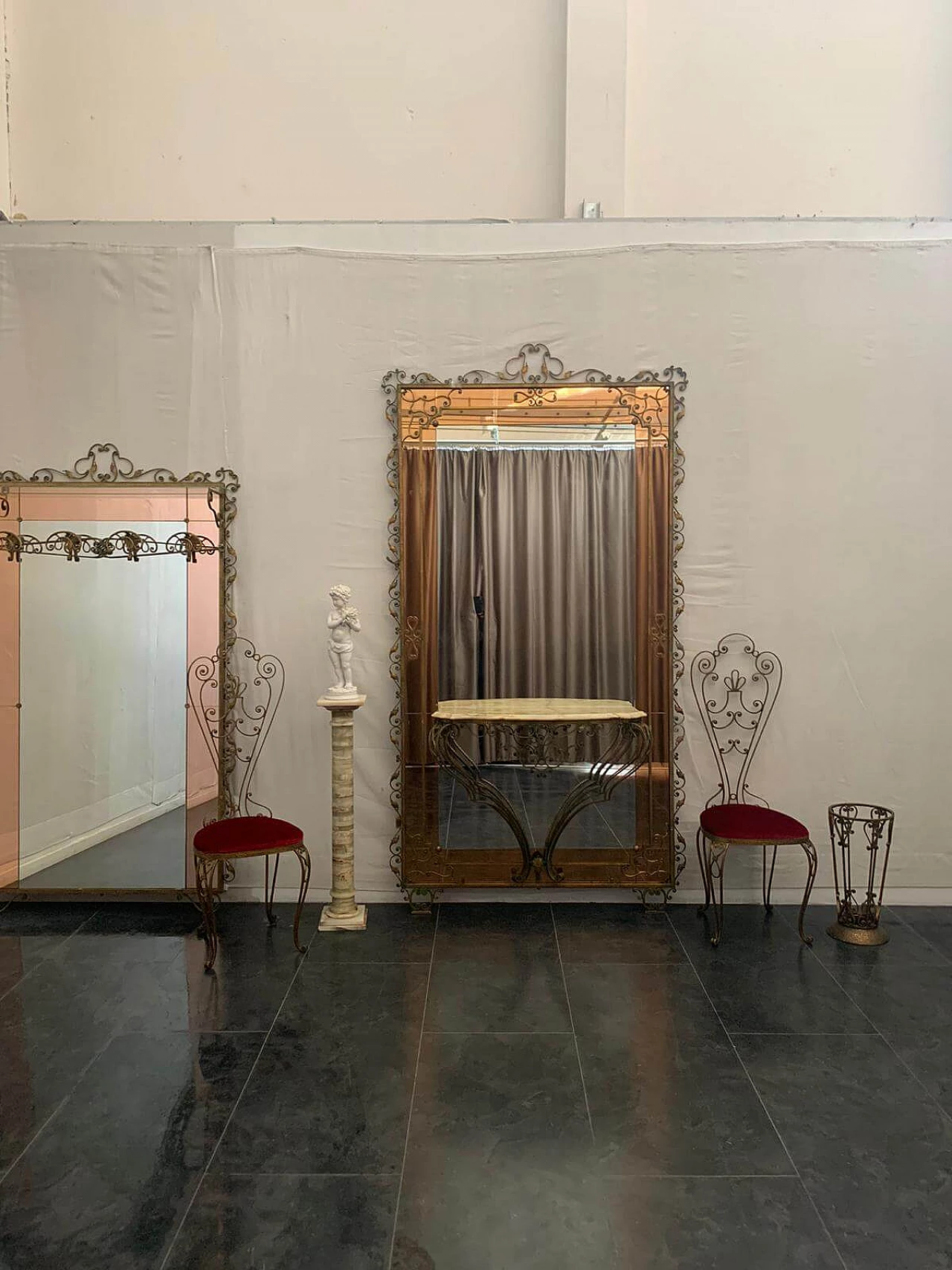 Console table in wrought iron with mirrored back by Pierluigi Colli, 1950s 1152684